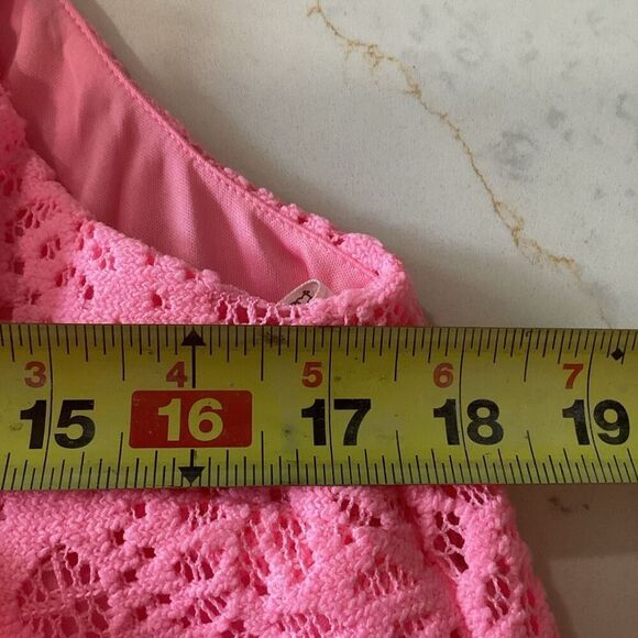 NEW Lilly Pulitzer Rayanne Halter Top Sz L Pelican Pink Pineapple Geo Lace - Picture 9 of 11